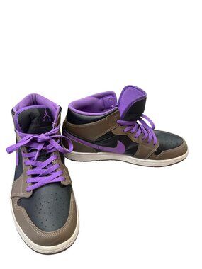 Nike Air Jordan 1 mens black purple leather palamino sneakers 10.5 SKU 10-325